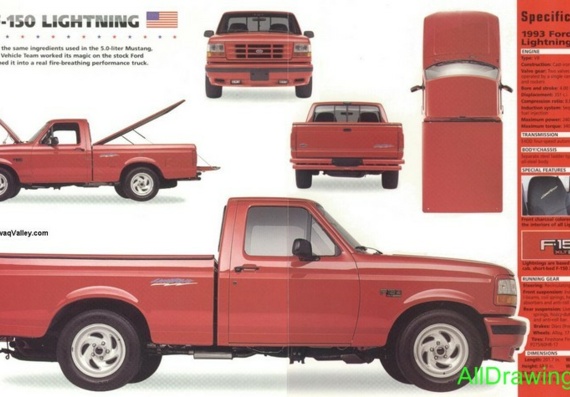 Fords F-150 Lightning (1993) (Ford of F-150 of Layting (1993)) are drawings of the car